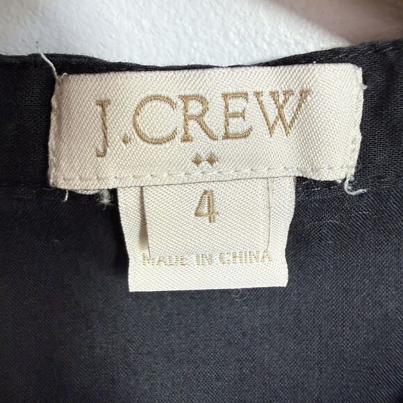 J CREW Blouse Top 4 Pleated High Neck Black Embellished Crystal Sleeveless - Picture 5 of 8